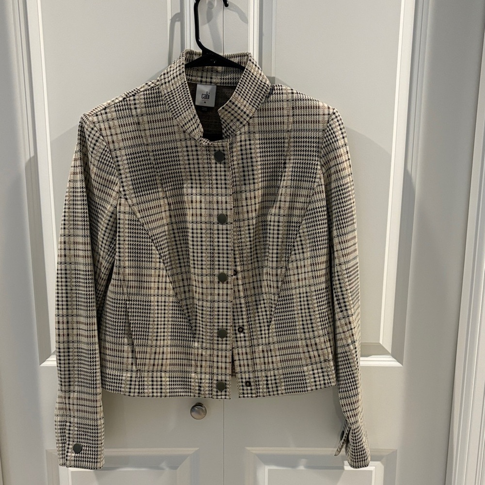 CAbi Black, Brown, and Cream Plaid Jacket